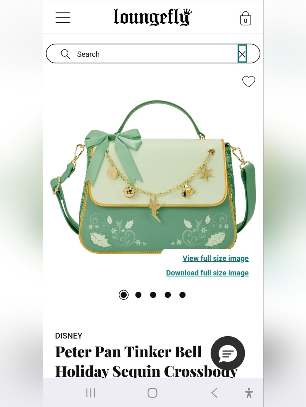 Tinker Bell Holiday Sequin Crossbody Bag with Charms